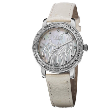 Mother of Pearl Pattern Dial White Leather Ladies Watch BUR096SSW Mother of Pearl Pattern Dial White Leather Ladies Watch BUR096SSW