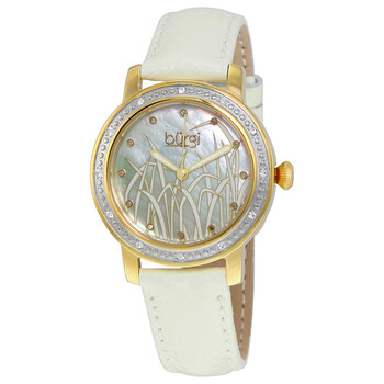 Mother of Pearl Pattern Dial White Leather Ladies Watch BUR096YGW
