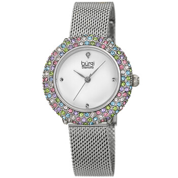 Quartz Diamond Silver Dial Ladies Watch BUR258SS