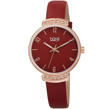 Quartz Red Dial Red Leather Ladies Watch BUR254RD