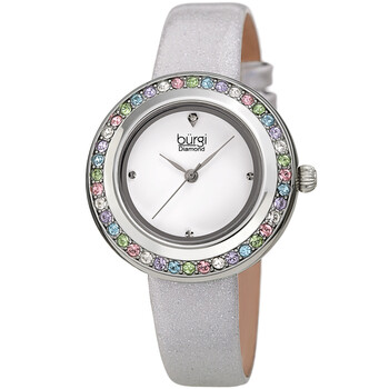Women's Burgi BUR270 Quartz Swarovski Crystal Disc Satin