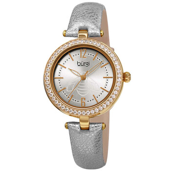 Crystal Silver Dial Silver Leather Ladies Watch BUR235YG Crystal Silver Dial Silver Leather Ladies Watch BUR235YG