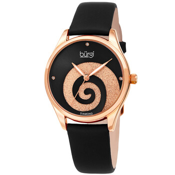 Swirl Quartz Diamond Black Dial Ladies Watch BUR201RGBK