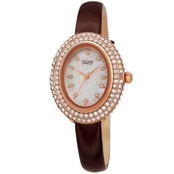 Crystal White Dial Brown Leather Ladies Watch BUR234BR