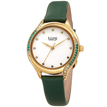 Crystal White Dial Green Leather Ladies Watch BUR239GN Crystal White Dial Green Leather Ladies Watch BUR239GN