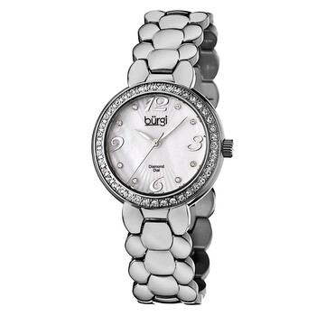 White Mother of Pearl Dial Stainless Steel Bracelet Ladies Watch BUR084SS