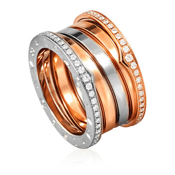 Bvlgari B.Zero1 Diamond Four Band Ring 18K White Gold Size