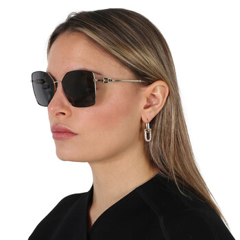 Dark Grey Geometric Ladies Sunglasses BV6175 202387 56