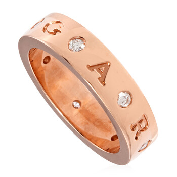 Ladies 18 kt Rose Gold Band Ring with Diamonds, Size 54