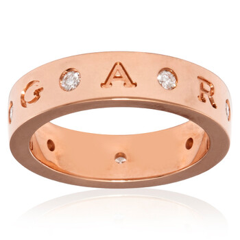 Ladies 18 kt Rose Gold Band Ring with Diamonds, Size 54
