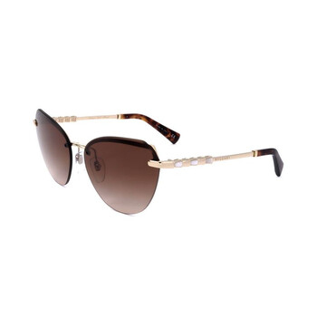Ladies Rose Gold Tone Pilot Sunglasses 0BV6129KB-2041T5
