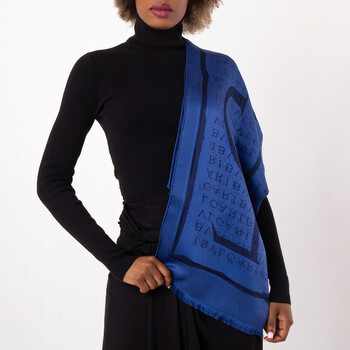 BVLGARI ネイビー ロゴショール BVLGARI ネイビー ロゴショール BVLGARI ブルガリ ストール ショール