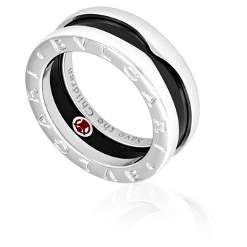 BVLGARI save the children 16号 Silver,Ceramic Save the Children Ring with Black No Gemstones