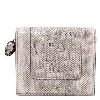 Serpenti Forever Compact Leather Wallet- Beige