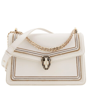 Bvlgari Serpenti Diamond Blast Shoulder Bag- White Agate