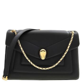 Bvlgari Black Serpenti Reverse Leather Top Handle Bag 292126