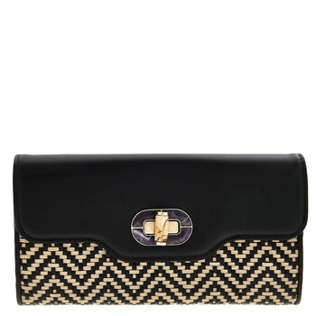 Woven Raffia Rossellini Flap Wallet