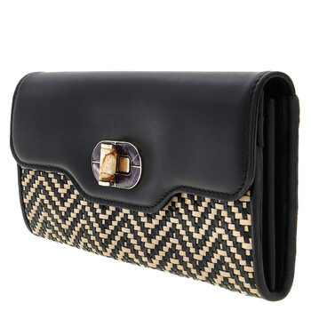 Woven Raffia Rossellini Flap Wallet