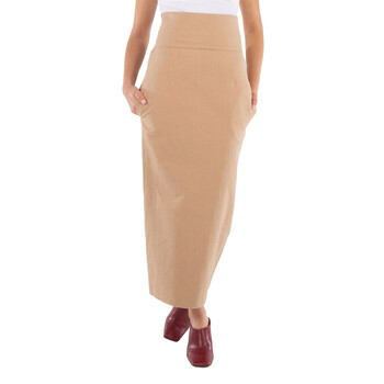 Burberry High-Waist Flared Cotton Skirt, Brand Size 6 (US