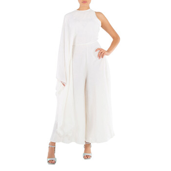 オールインワン・サロペット MAX MARA Women Jumpsuits 2516241023600 001 White Max Mara Ladies White Black Origano Printed Silk Jumpsuit
