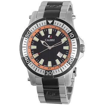 Hawk Date Black and Orange Dial Stainless Steel Men's Watch SC-5H1-04-007-079