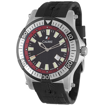 Hawk Date Black and Red Dial Black Rubber Men's Watch SC-4H1-04-007-4