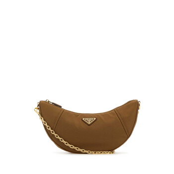 Camel Re-Nylon Prada Demi-Lune Shoulder Bag
