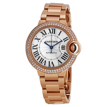 Ballon Bleu Silver Dial 18kt Rose Gold Diamond Ladies Watch WE902034