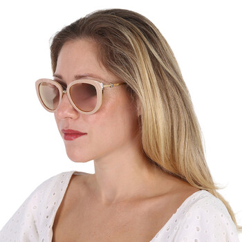 Trinity Brown Rose Gold Mirror Cat Eye Ladies Sunglasses CT0247S 004 54