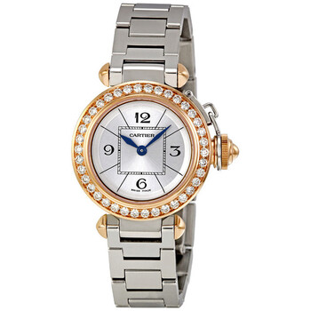 Miss Pasha Silver Dial Diamond Bezel Ladies Watch WJ124021