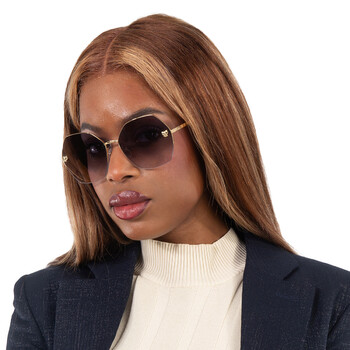 Panthere De Cartier Grey Gradient Mirror Geometric Ladies Sunglasses CT0332S 001 62
