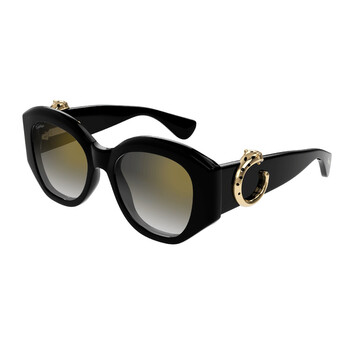 CARTIER キャットアイサンクラス CT0435S 001 Cartier CT0435S 001 55 Black Sunglasses - Cartier Authorized