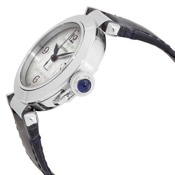 Pasha Automatic Silver Dial Black Leather Watch WSPA0012