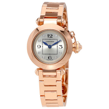 Pasha Silver Diamond Dial 18kt Rose Gold Ladies Watch WJ124016