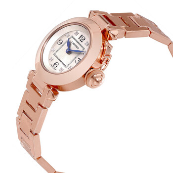 Pasha Silver Diamond Dial 18kt Rose Gold Ladies Watch WJ124016