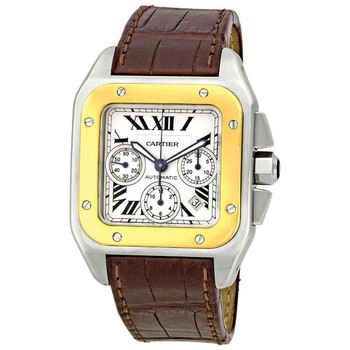 Santos 100 18kt Yellow Gold and Steel Chronograph XL Men's Watch W20091X7