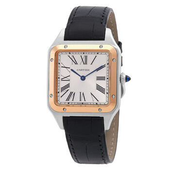 Santos Dumont Large Model Silver Dial Watch W2SA0037