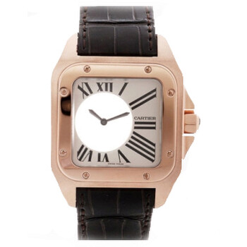 Santos Mysterieuse 18k Rose Gold and Alligator Leather Unisex Watch W20115Y1