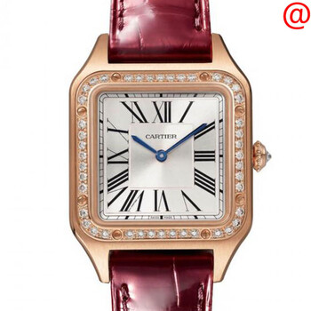 Santos Quartz Diamond 18kt Rose Gold Silver Dial Ladies Watch WJSA0016