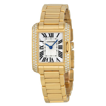 Tank Anglaise Silver dial 18kt Yellow Gold Ladies Watch WT100005