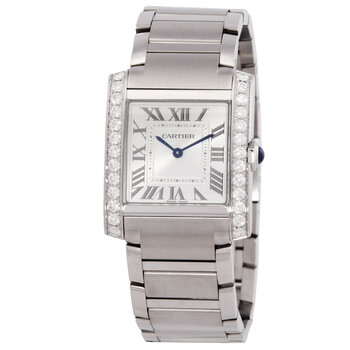Tank Francaise Medium Model Diamond Silver Dial Ladies Watch W4TA0028