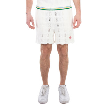 Casablanca Men's Black Crochet Tennis Shorts, Size Small