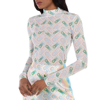 Ladies Multicolor Ping Pong Monogram Print Top