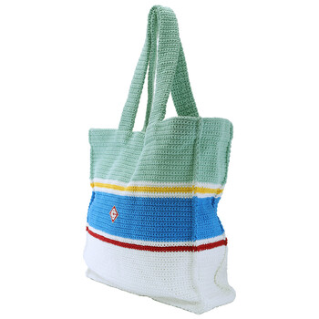 Men's White / Blue Multi Crochet Shopper Bag