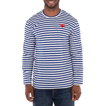 Comme Des Garcons Cdg Play Striped Heart Emblem Long-Sleeve T