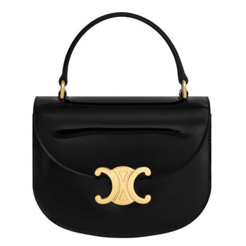 Celine Teen Triomphe Bag In Shiny Calfskin- Black 188423BF4