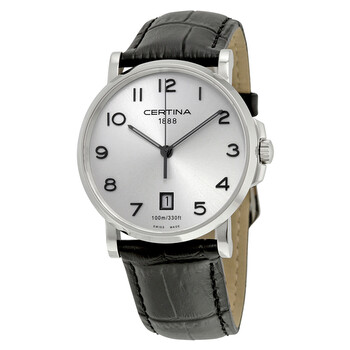 DS Caimano Silver Dial Black Leather Men's Watch C0174101603200