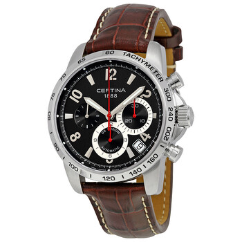 DS Podium Chronograph Automatic Black Dial Brown Leather Men's Watch C001.614.16.057.00