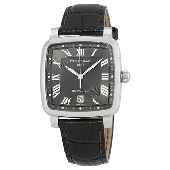 DS Podium Grey Dial Black Leather Ladies Watch C025.510.16.083.00