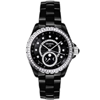 J12 Black Dial Diamond Black Ceramic Automatic Ladies Watch H3407